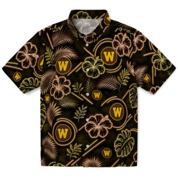 Western Michigan Broncos Hawaiian Shirt - Neon Florals Black