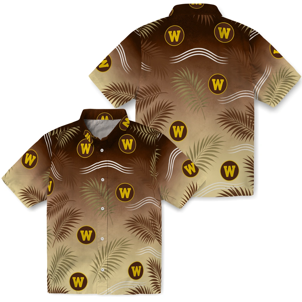 western-michigan-broncos-hawaiian-shirt-custom-ombre-fronds-brown-high-quality.webp