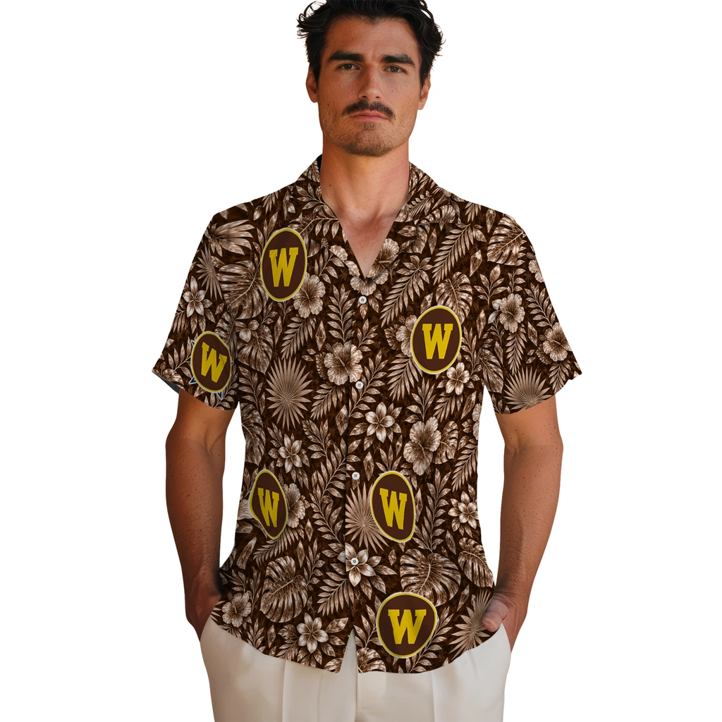 western-michigan-broncos-hawaiian-shirt-customized-crystal-foliage-brown-fashion-forward.webp