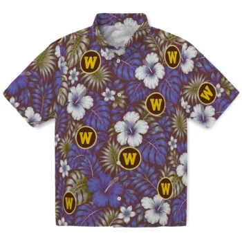 Western Michigan Broncos Hawaiian Shirt - Hibiscus Monstera Brown