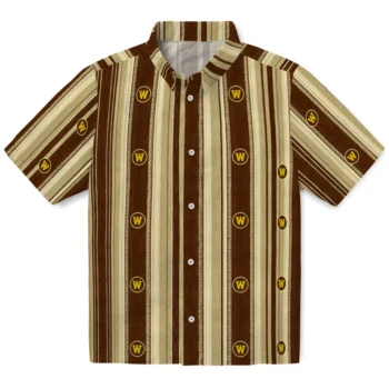 Western Michigan Broncos Hawaiian Shirt - Distressed Stripes Brown Gold