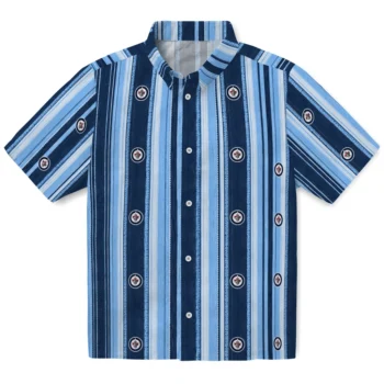 Winnipeg Jets Hawaiian Shirt - Distressed Stripes Blue