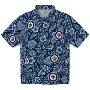 Winnipeg Jets Hawaiian Shirt - Crystal Foliage Blue