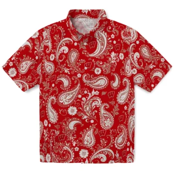 Wisconsin Badgers Hawaiian Shirt - Paisley Print Red