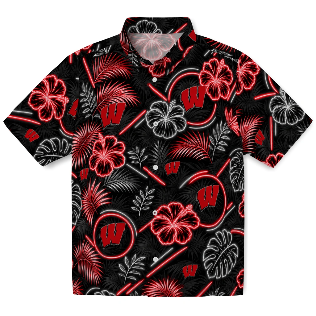 wisconsin-badgers-hawaiian-shirt-customized-neon-florals-black-best-selling.webp wisconsin badgers hawaiian shirt customized neon florals black best selling