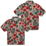 wisconsin-badgers-hawaiian-shirt-personalized-tiki-masks-warm-beige-best-selling.webp