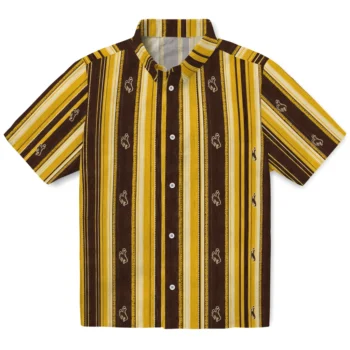 Wyoming Cowboys Hawaiian Shirt - Distressed Stripes Brown Gold