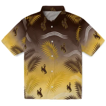 Wyoming Cowboys Hawaiian Shirt - Ombre Fronds Brown