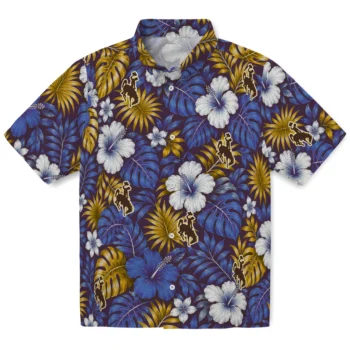 Wyoming Cowboys Hawaiian Shirt - Hibiscus Monstera Brown